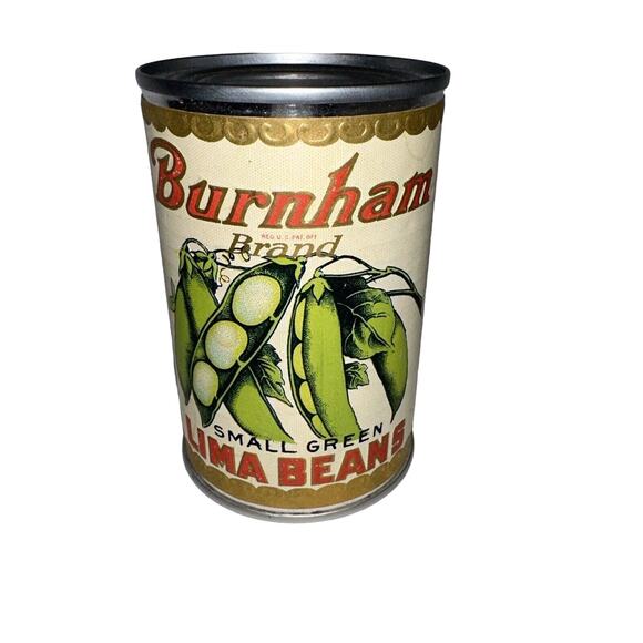 VTG Advertising Edgett But ham CO‎ Newark NY Small Green Lima Beans Can - Picture 1 of 10